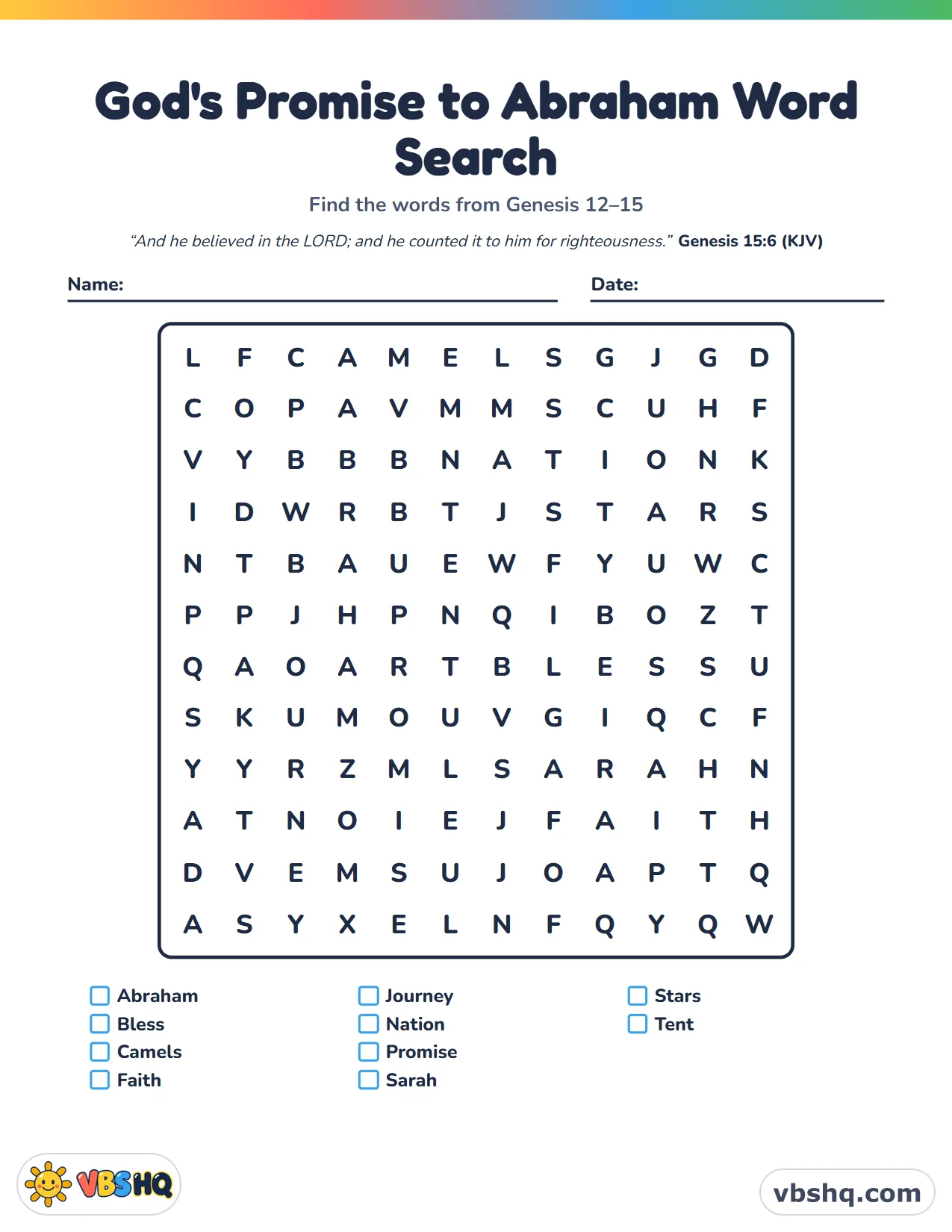 God's Promise to Abraham Word Search