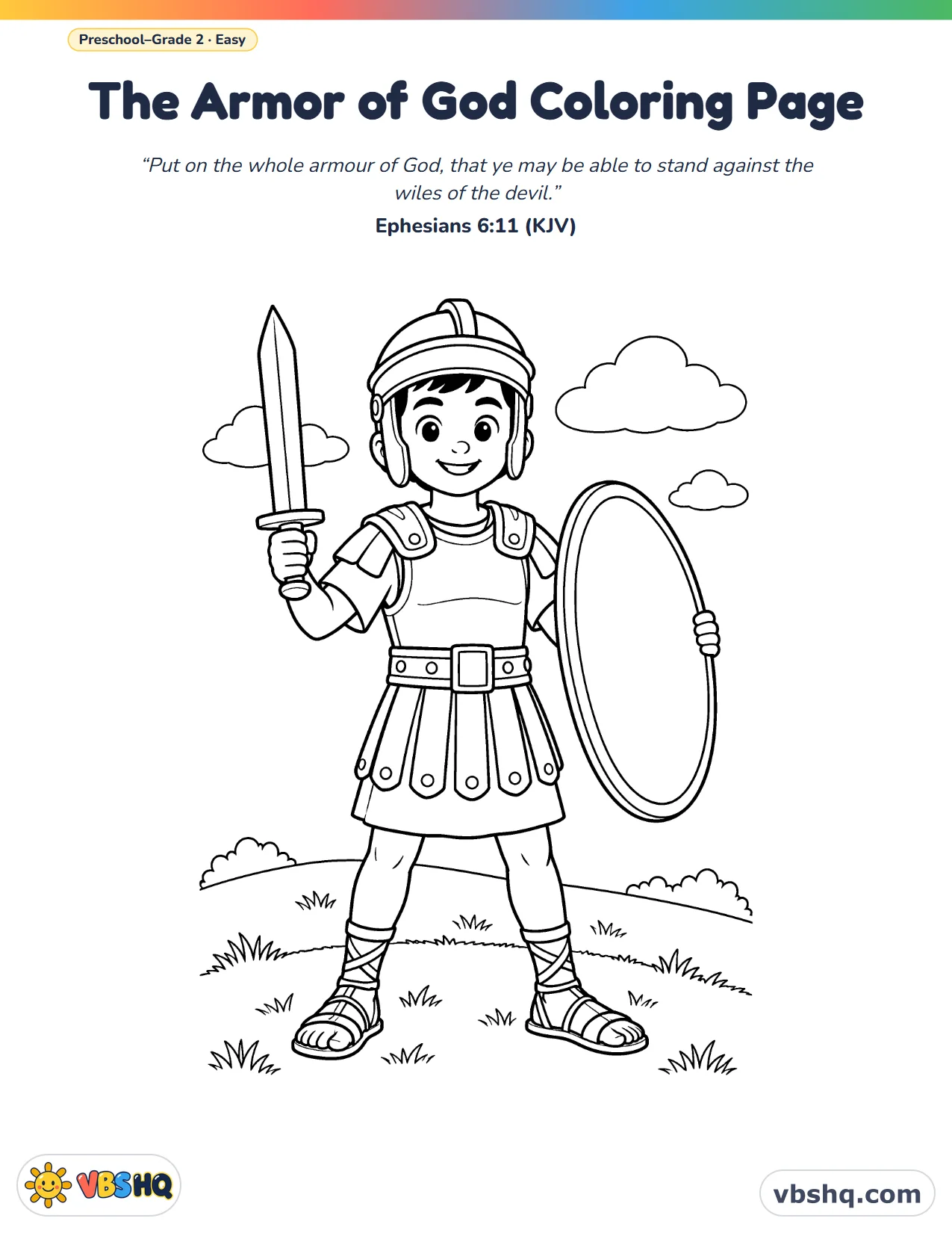 Armor of God Coloring Pages (Free Printable)