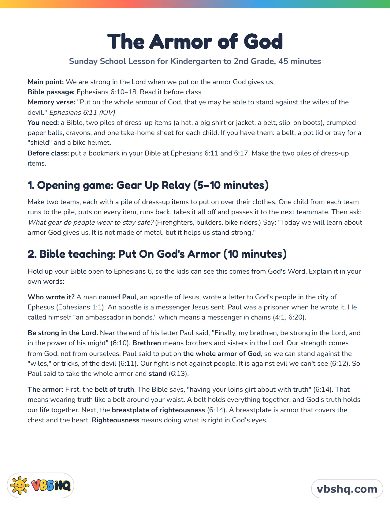 Armor of God Lesson for Kids