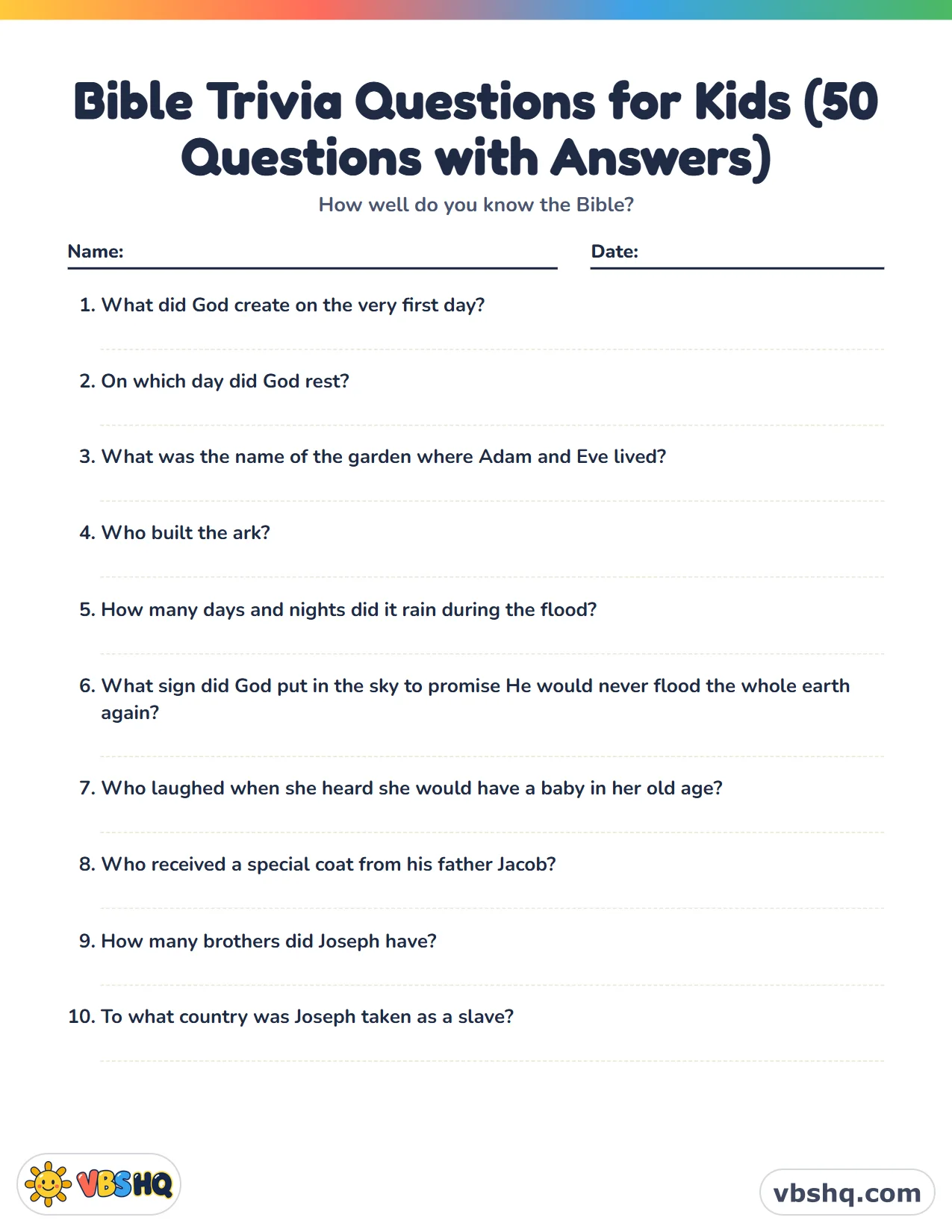 Bible Trivia Questions for Kids (50 Questions with Answers)