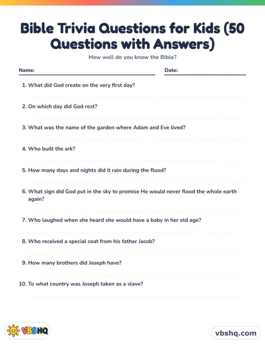 Bible Trivia Questions for Kids (50 Questions with Answers)