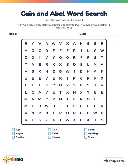 Cain and Abel Word Search