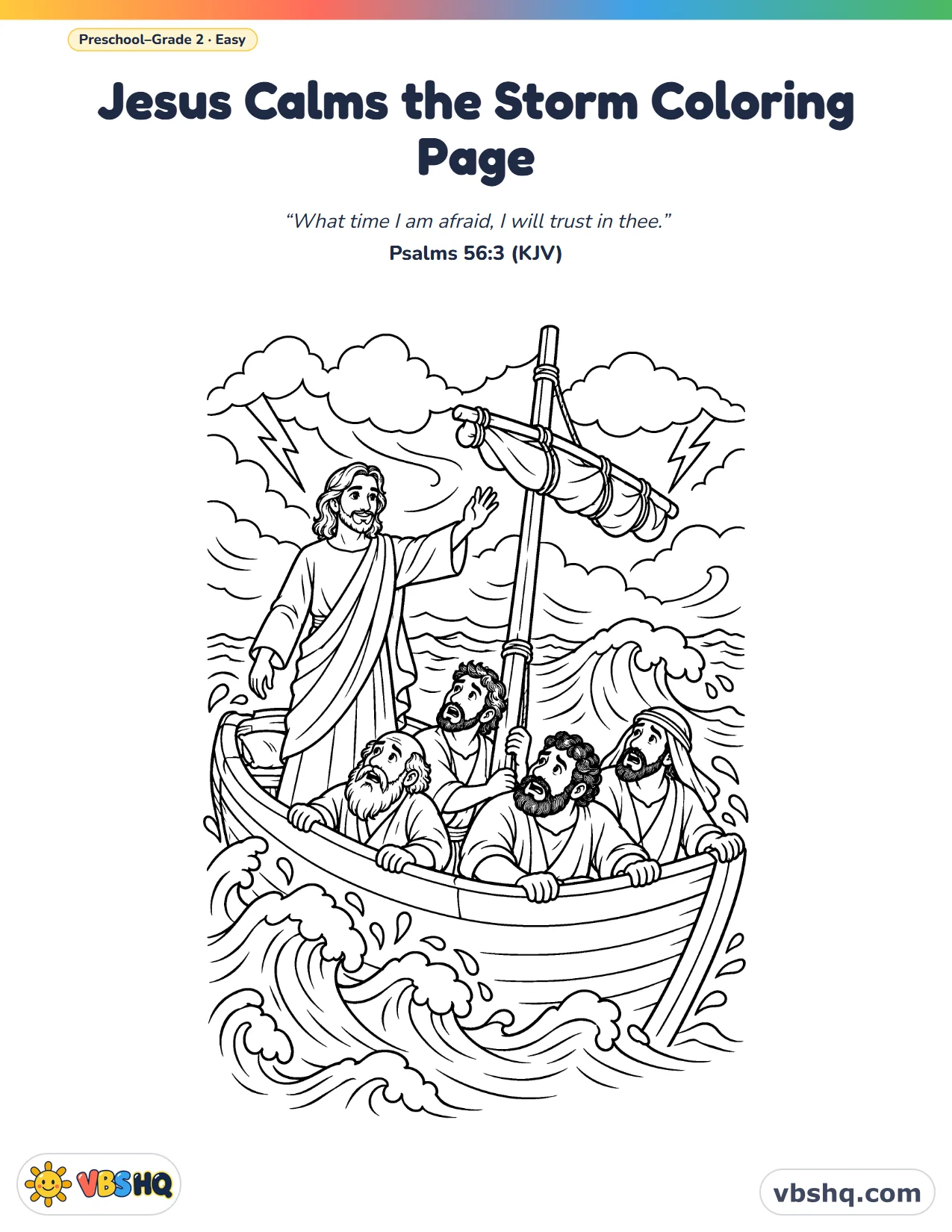 Jesus Calms the Storm Coloring Page