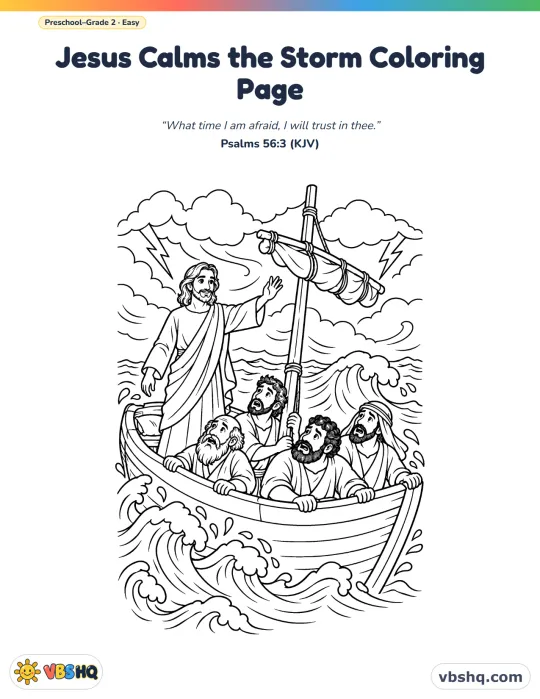 Jesus Calms the Storm Coloring Page