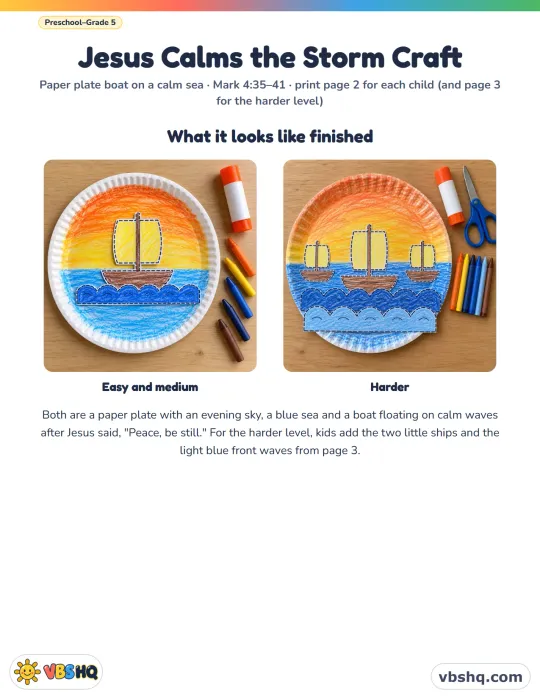 Jesus Calms the Storm Craft for Kids