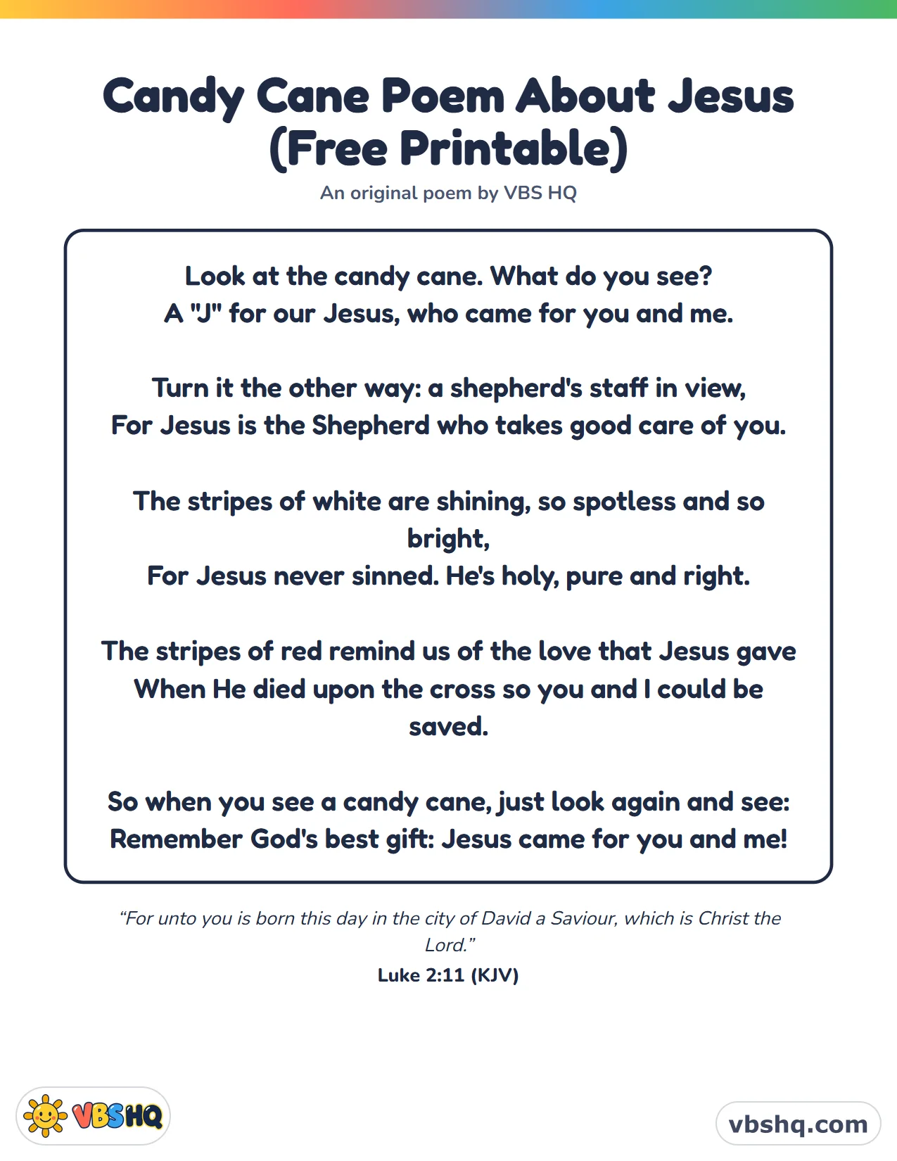 Candy Cane Poem About Jesus (Free Printable)