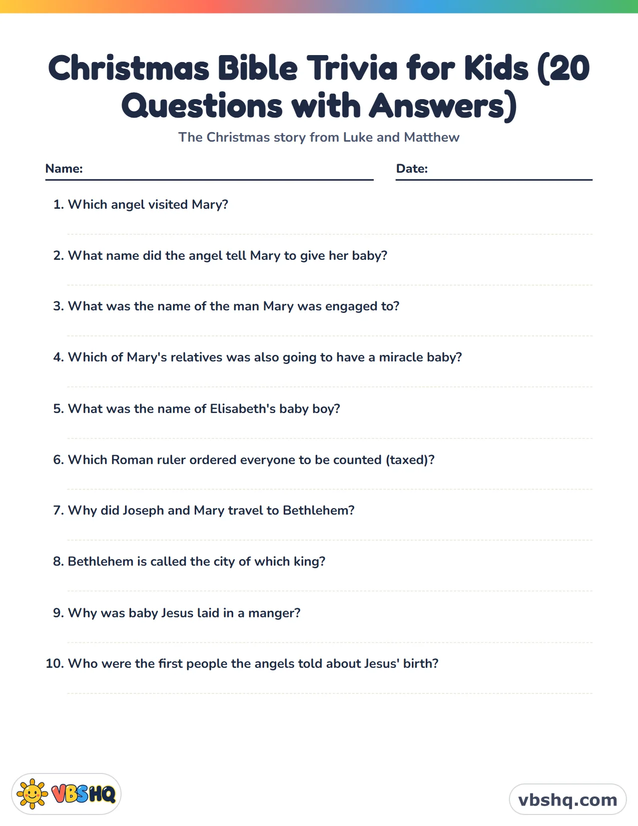 Christmas Bible Trivia for Kids (20 Questions with Answers)