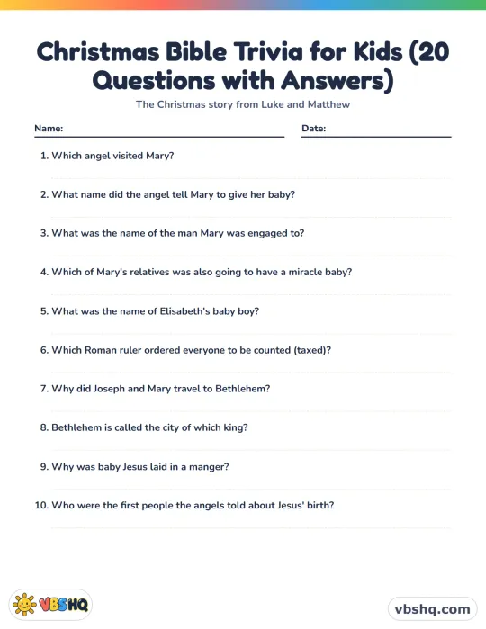 Christmas Bible Trivia for Kids (20 Questions with Answers)