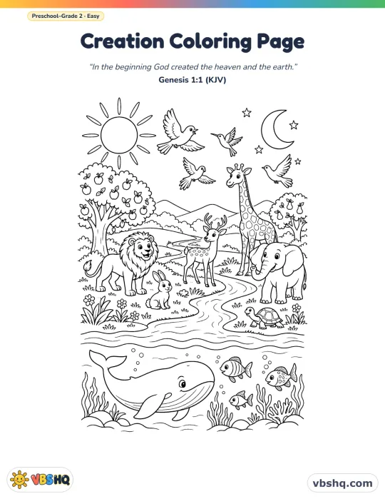 Days of Creation Coloring Sheets (Free Printable)