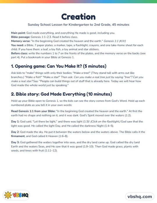 Creation Bible Study for Kids