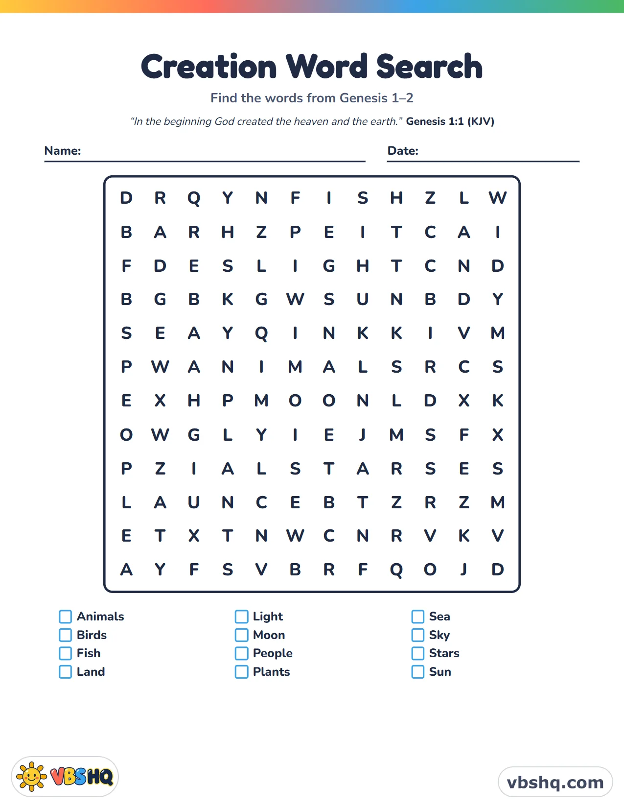 Creation Word Search