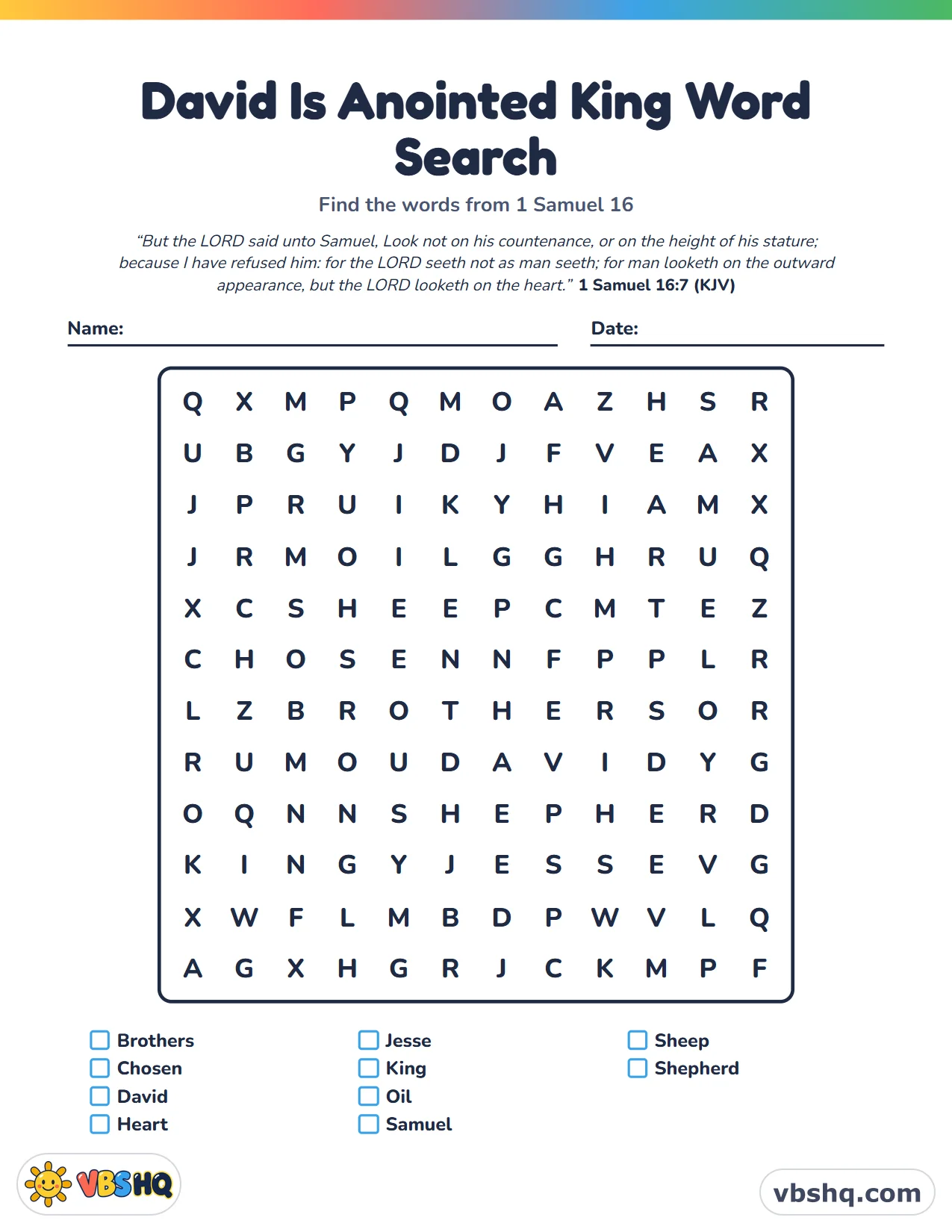David Is Anointed King Word Search