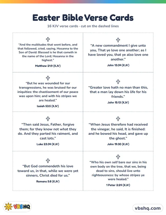 Easter Scriptures for Kids (16 Printable KJV Verse Cards)