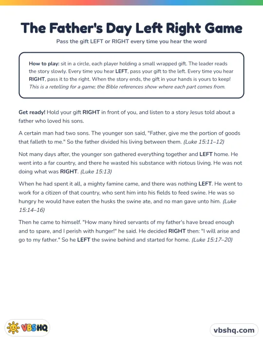 Father's Day Games for Church: The Left Right Game (Free)