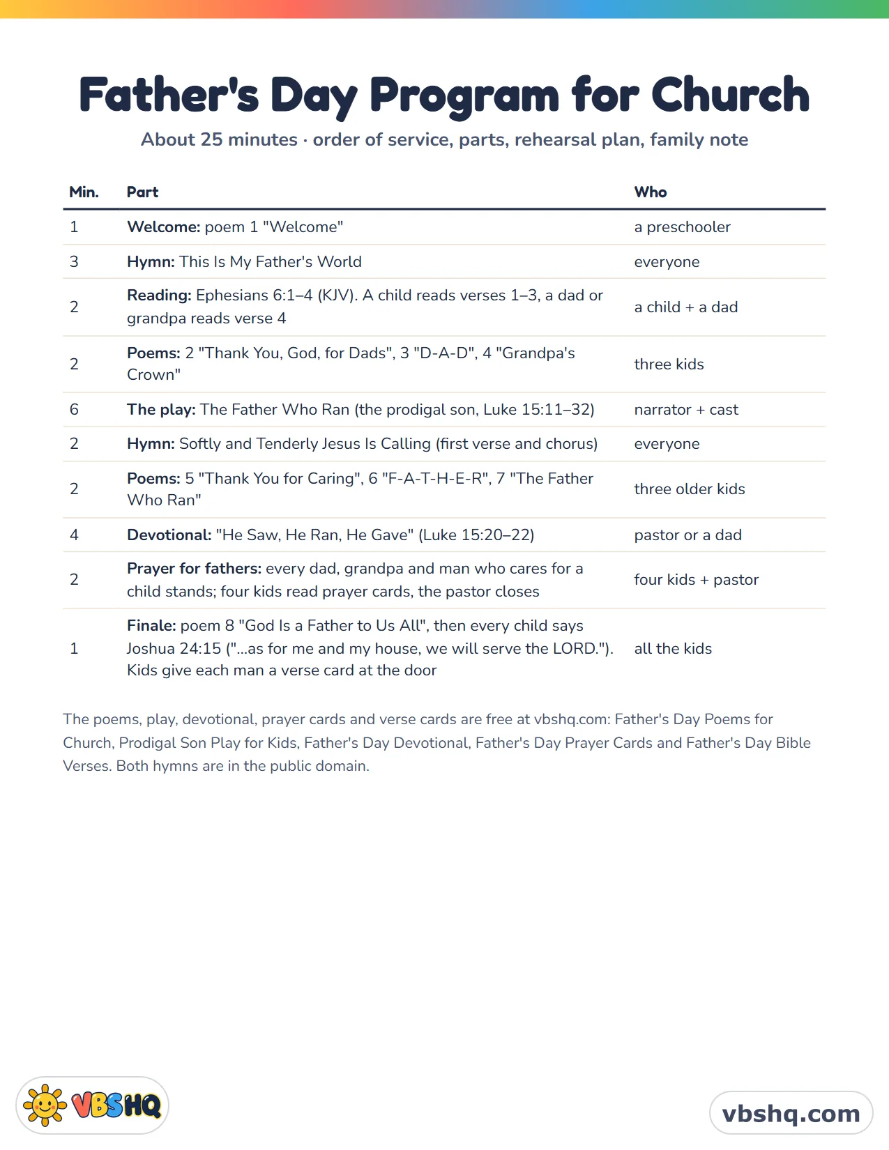 Father's Day Ideas for Church: A Free 25-Minute Kids Program