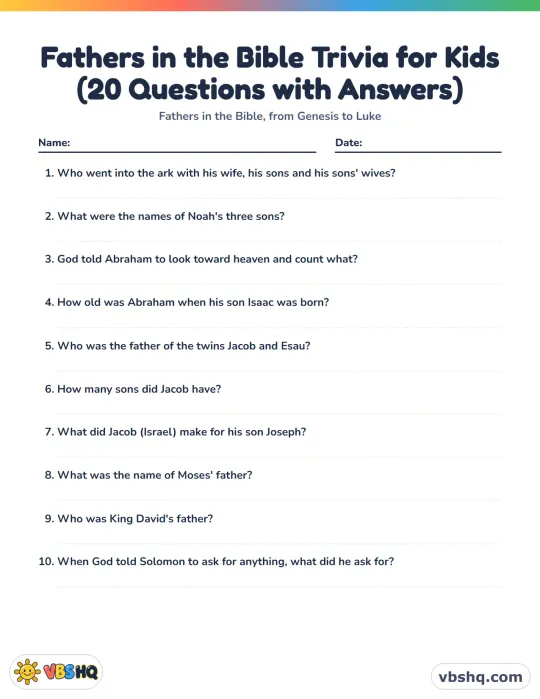 Fathers in the Bible Trivia for Kids (20 Questions with Answers)