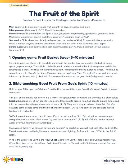 Fruit of the Spirit Lesson for Kids