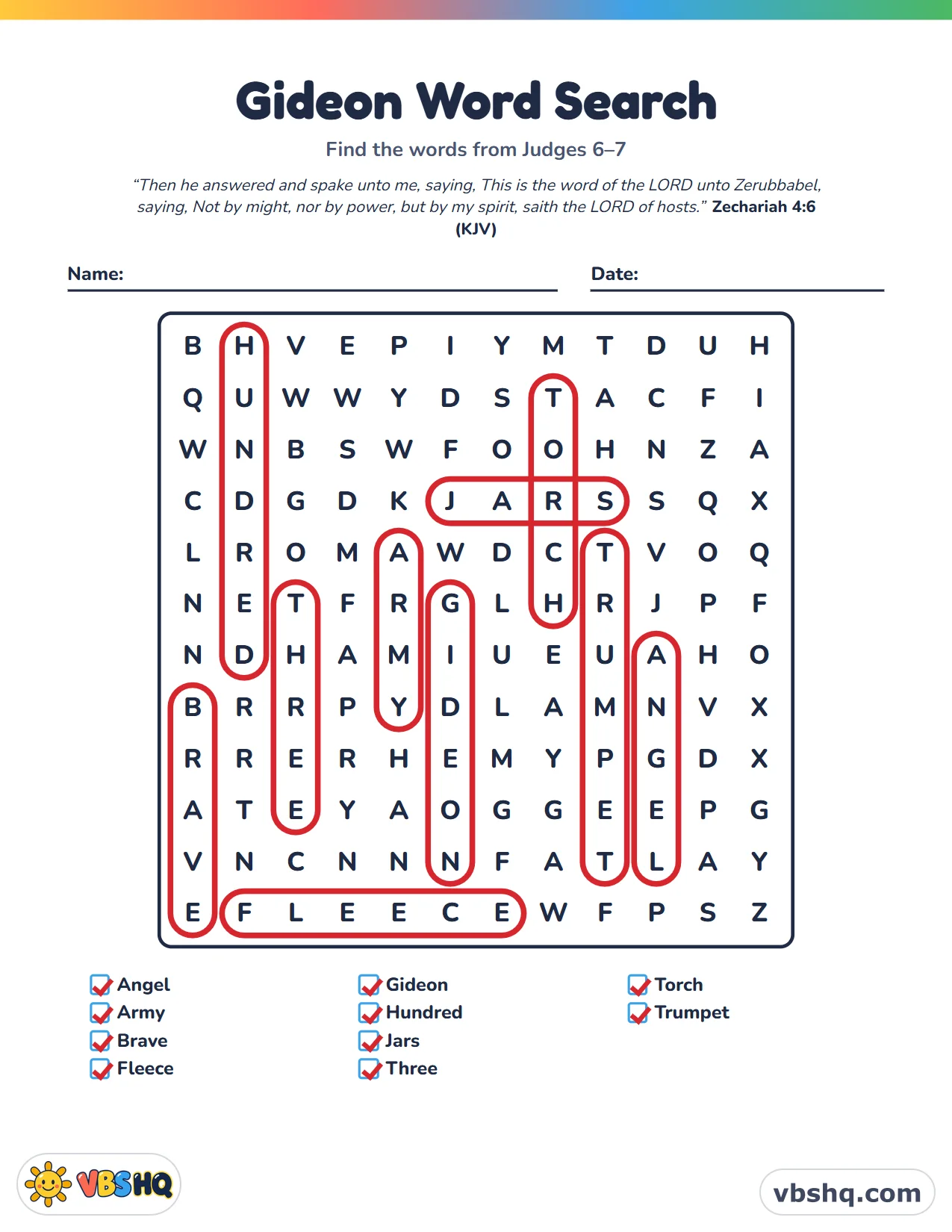 Gideon Word Search, completed