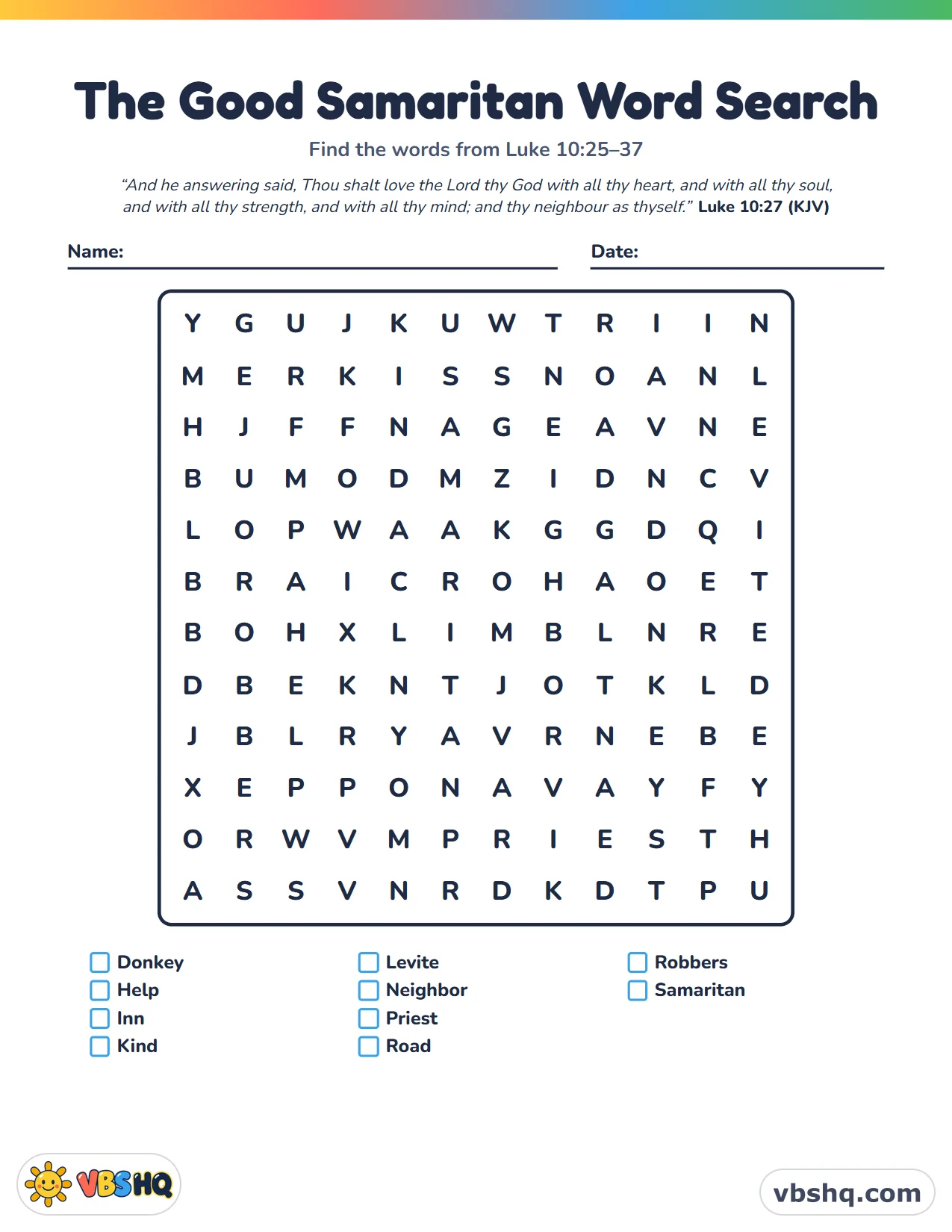 The Good Samaritan Word Search