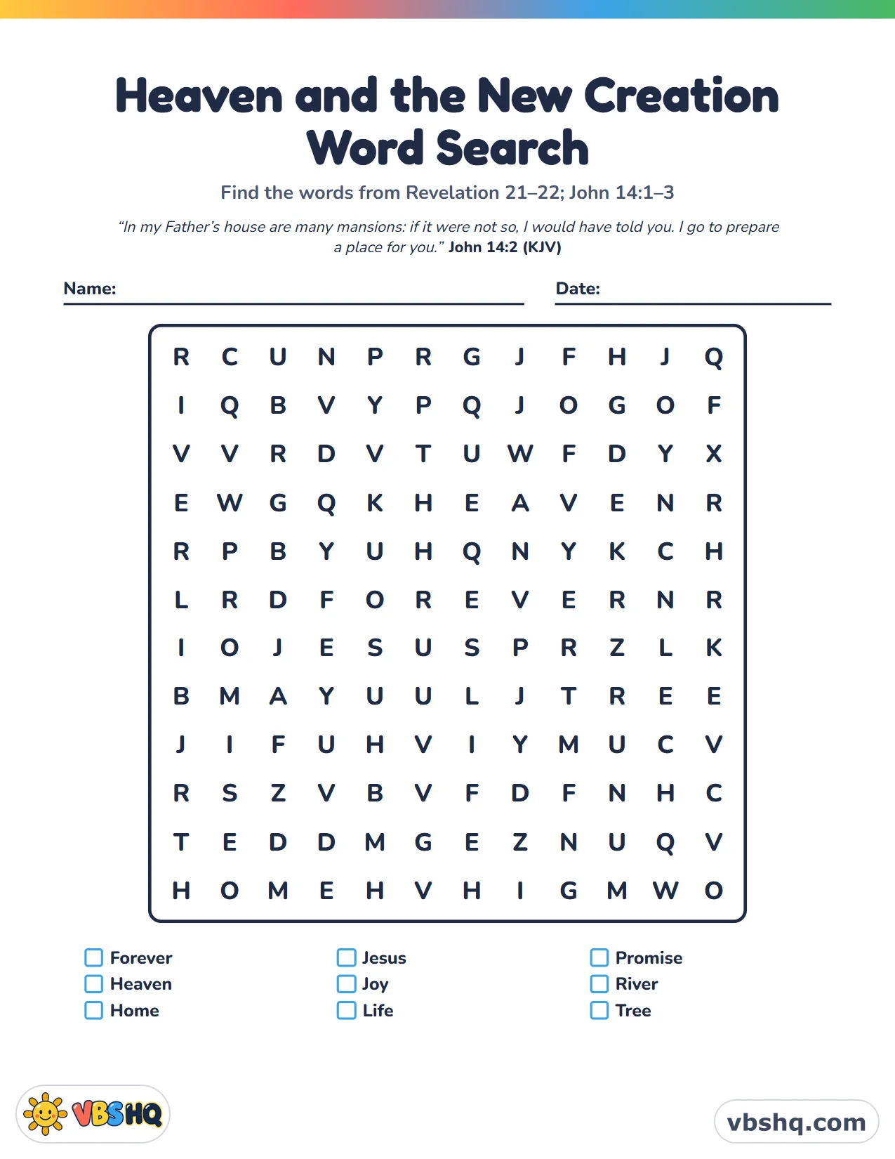 Heaven and the New Creation Word Search