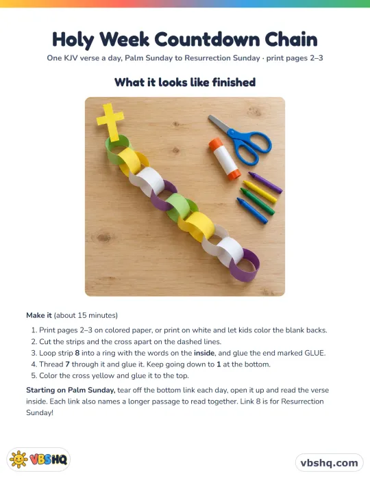 Holy Week Activities for Kids: Free Countdown Chain Printable