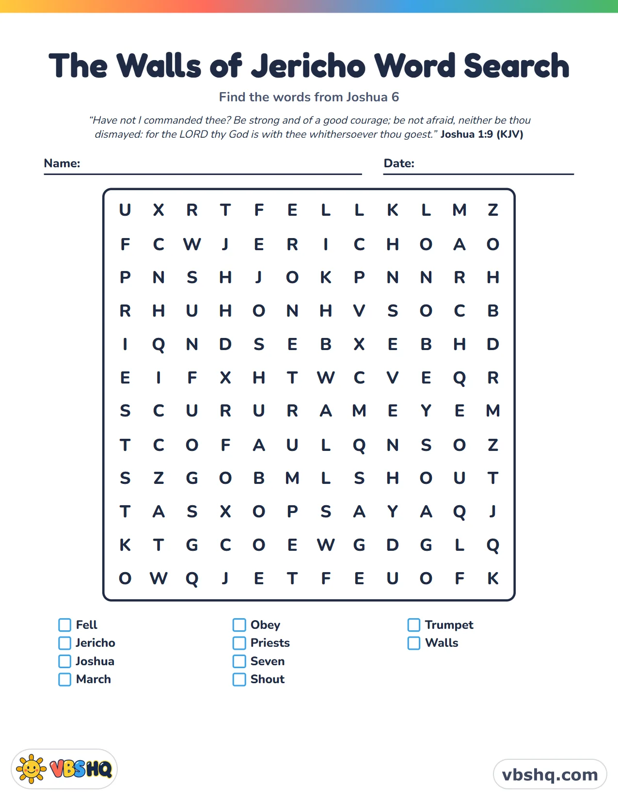 The Walls of Jericho Word Search