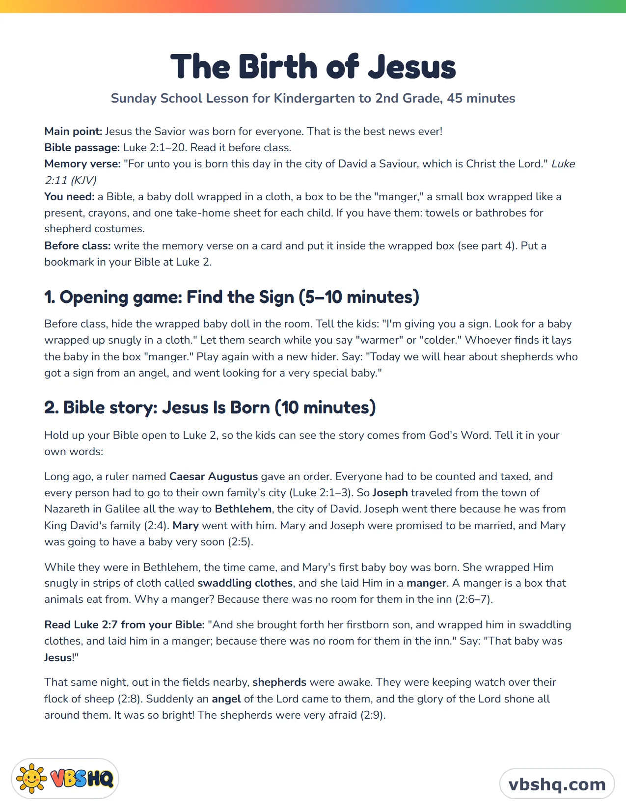 Christmas Story Lesson for Kids