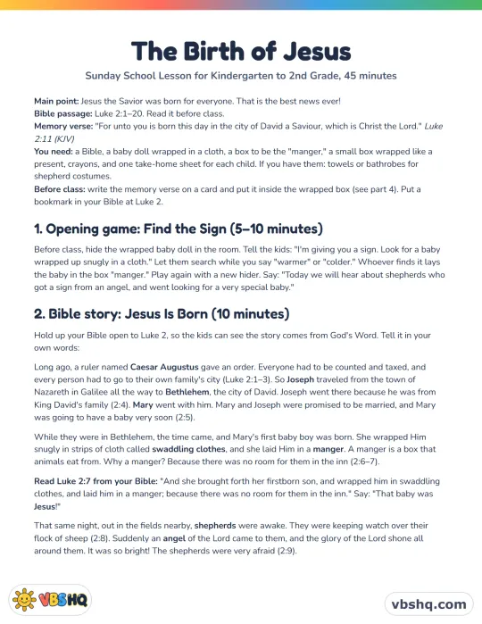 Christmas Story Lesson for Kids