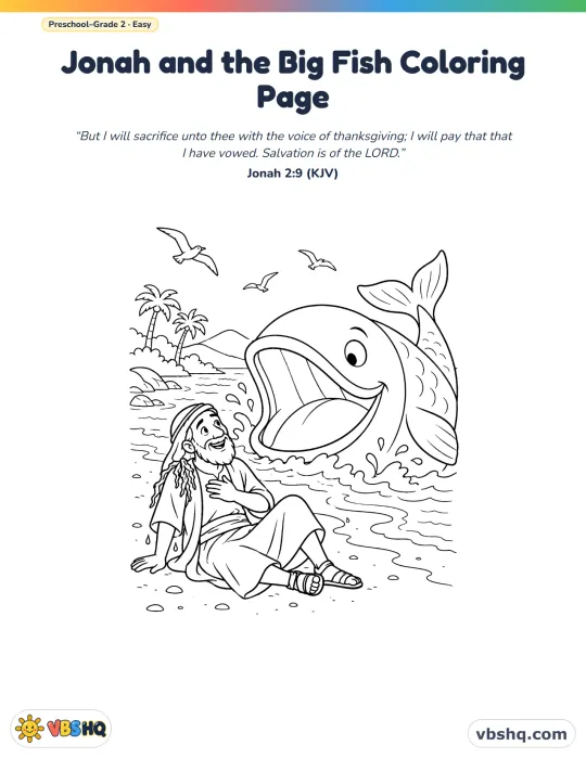 Jonah and the Whale Coloring Page (Free Printable)