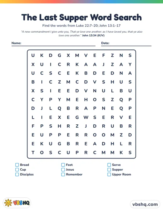 The Last Supper Word Search