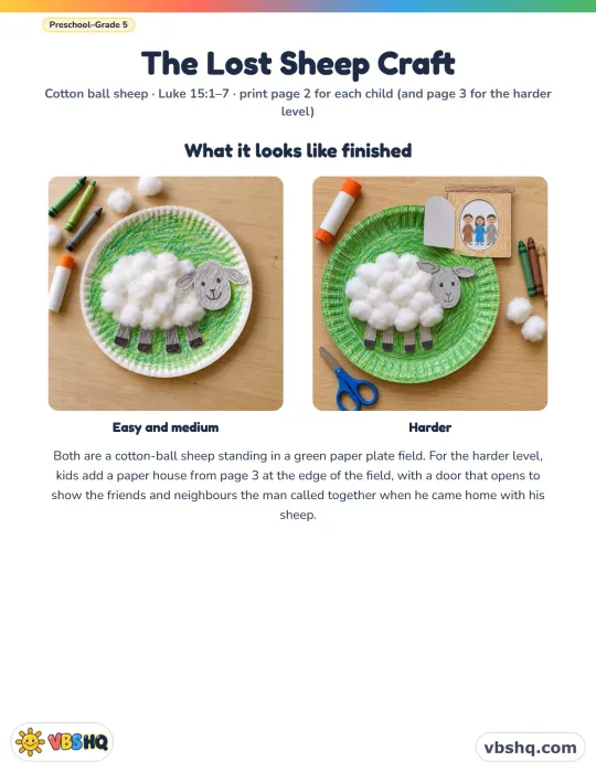 Lost Sheep Sunday School Craft for Kids