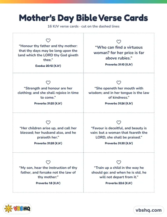 Bible Verses About Mothers: 16 Mother's Day KJV Verse Cards