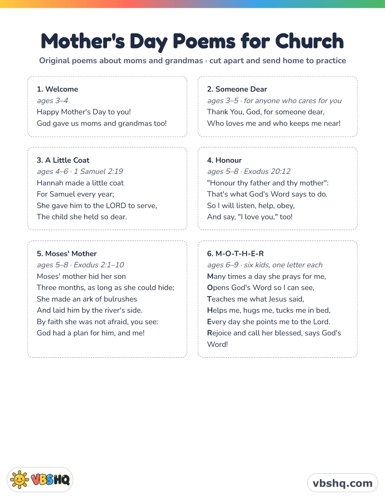 Mother's Day Poems for Church: 9 Short Recitations for Kids