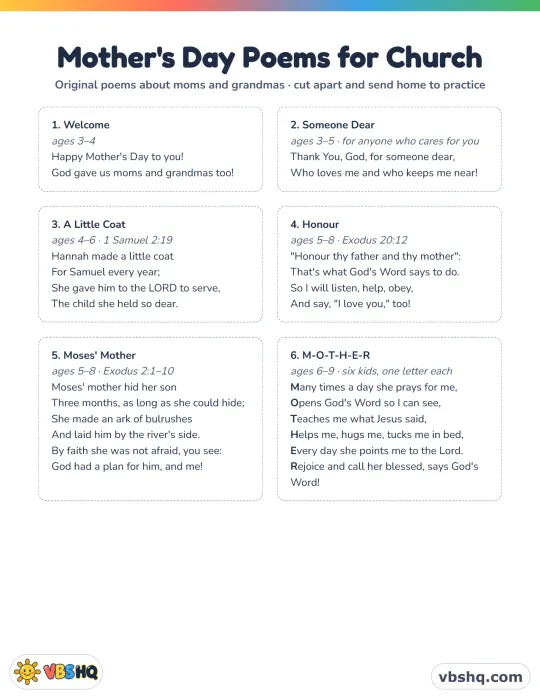 Mother's Day Poems for Church: 9 Short Recitations for Kids