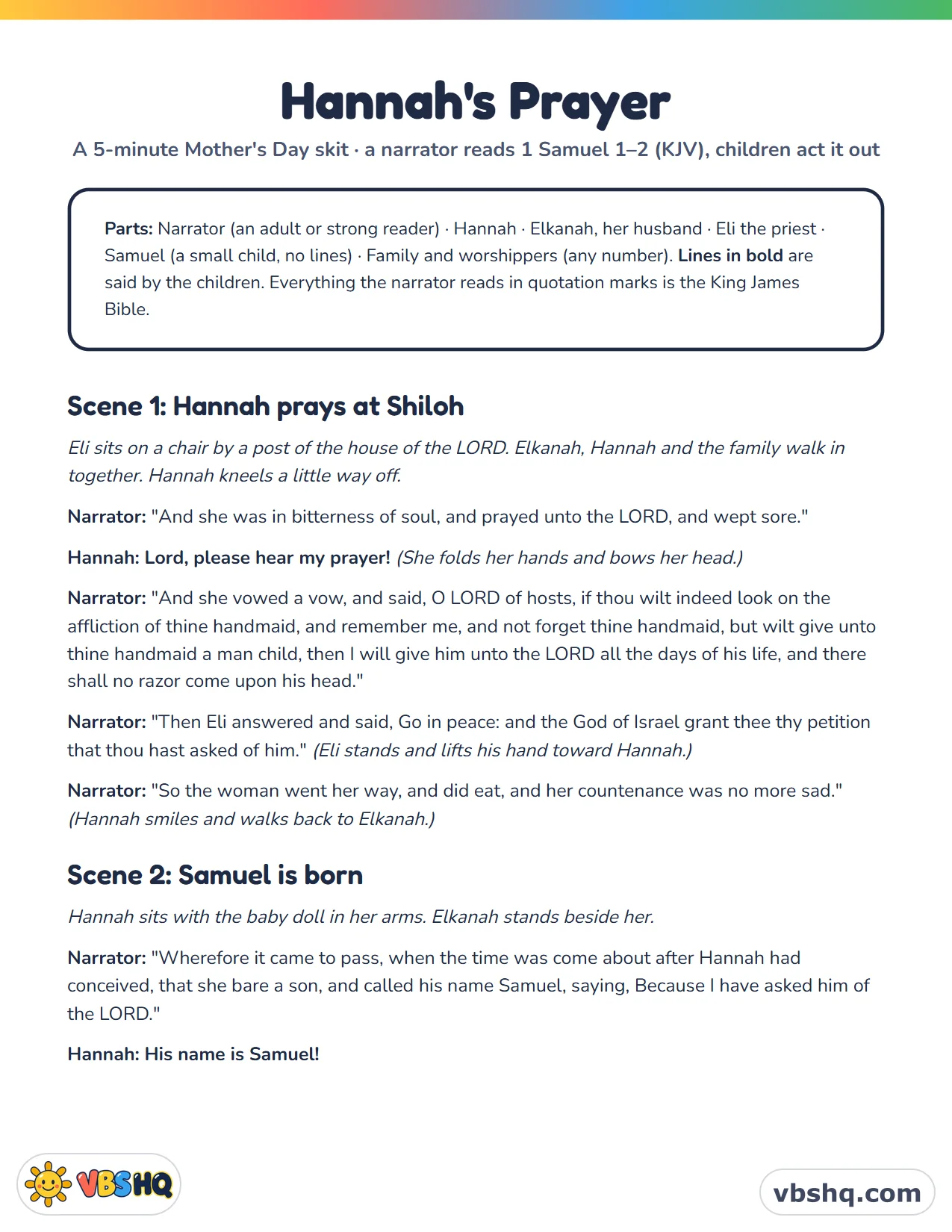 Mother's Day Skit for Church: Hannah's Prayer (5-Minute Script)