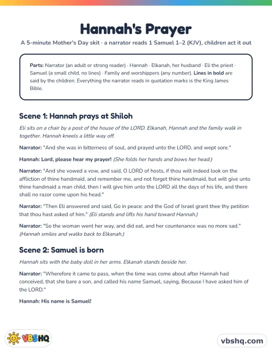 Mother's Day Skit for Church: Hannah's Prayer (5-Minute Script)