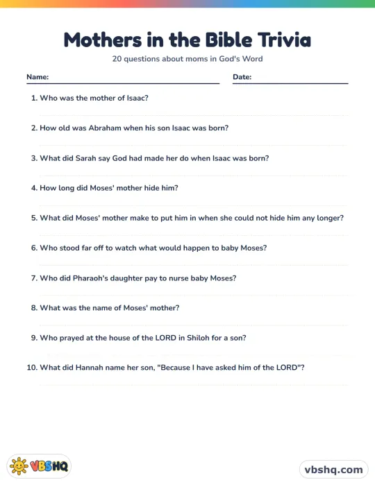Mothers in the Bible Trivia for Kids (20 Questions with Answers)