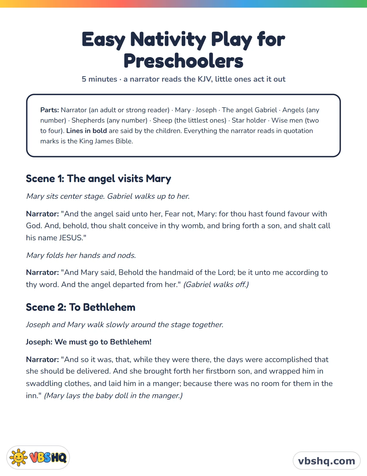 Easy Nativity Play for Preschoolers (Free 5-Minute Script)