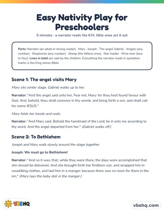Easy Nativity Play for Preschoolers (Free 5-Minute Script)