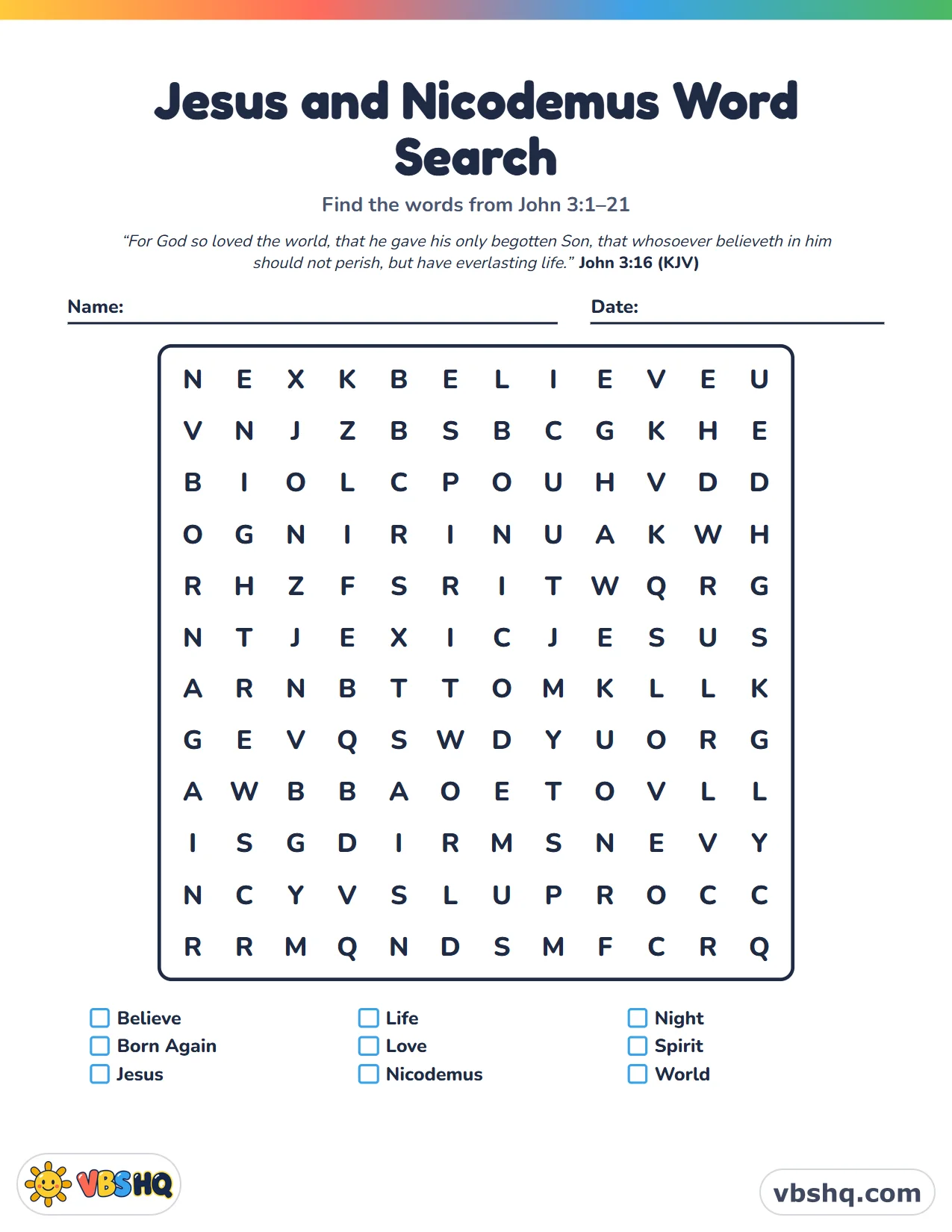 Jesus and Nicodemus Word Search