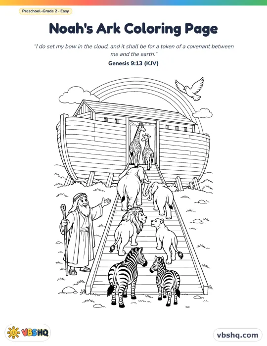 Noah's Ark Coloring Pages (Free Printable)