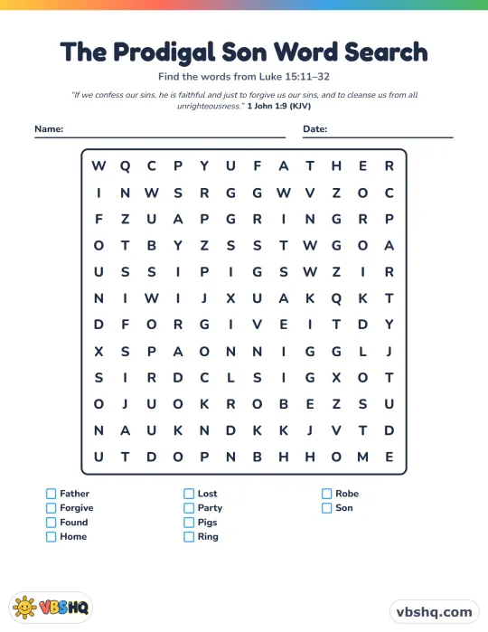 The Prodigal Son Word Search