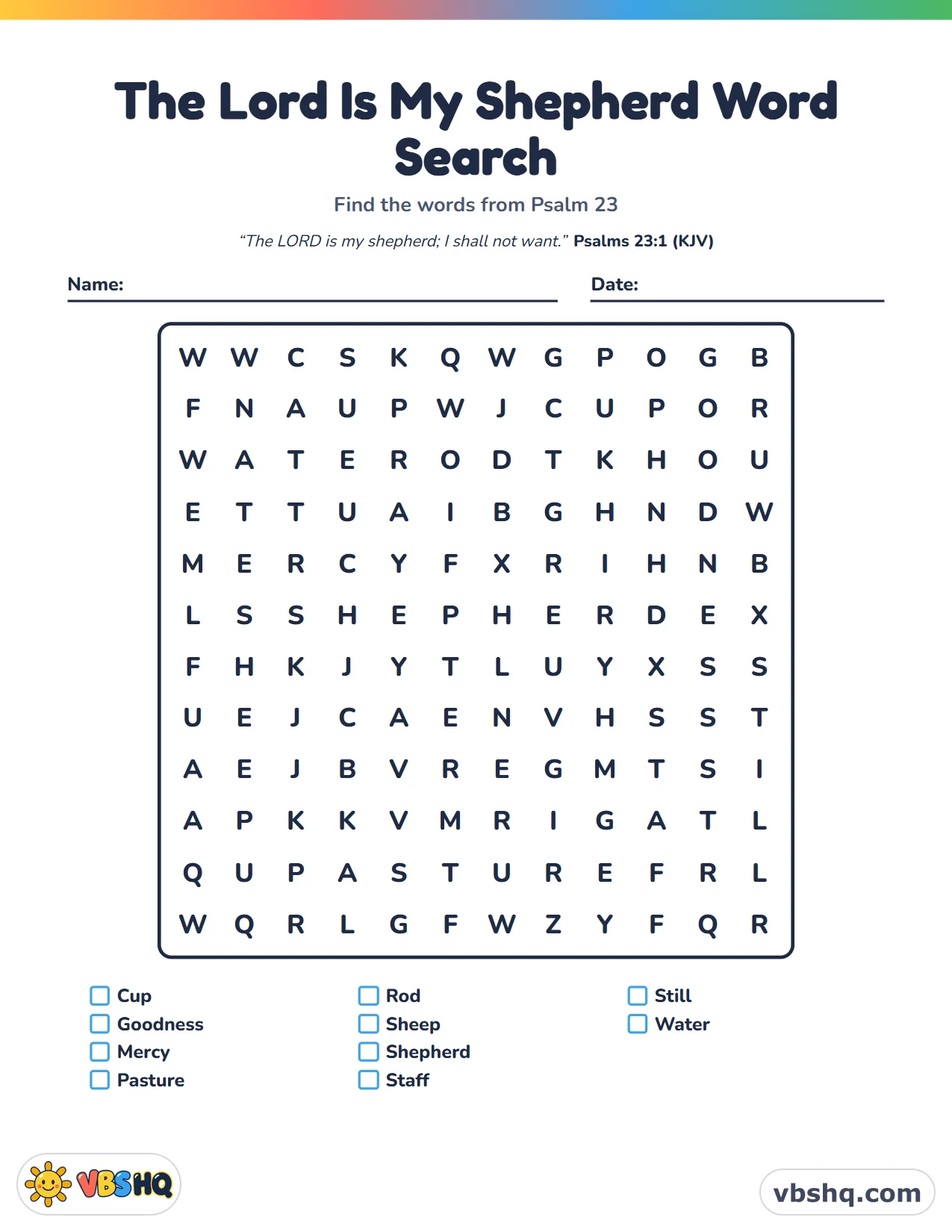 The Lord Is My Shepherd Word Search