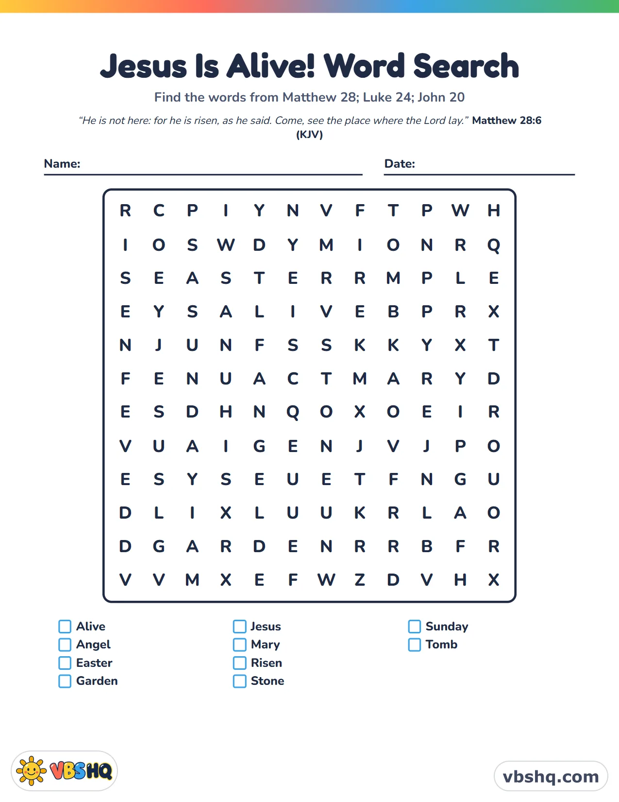 Jesus Is Alive! Word Search