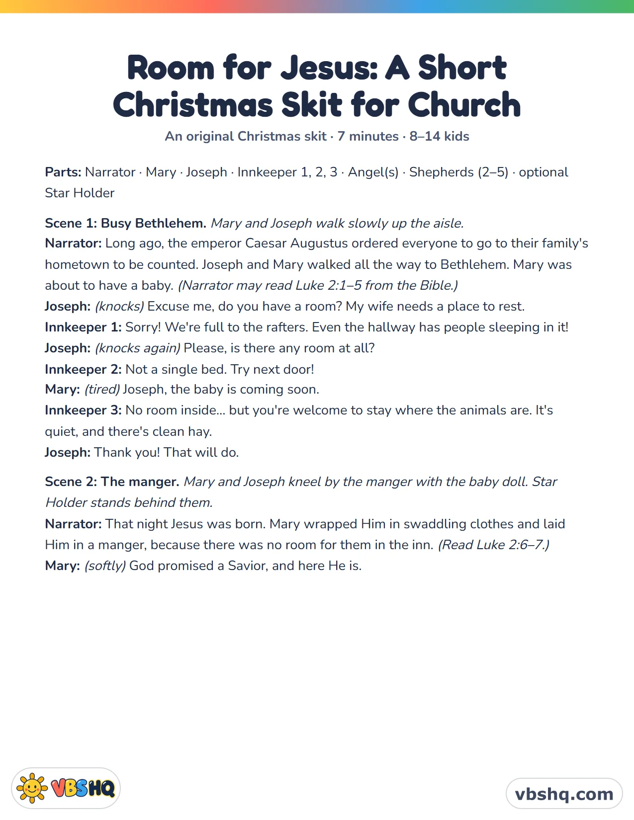 Room for Jesus: A Short Christmas Skit for Church