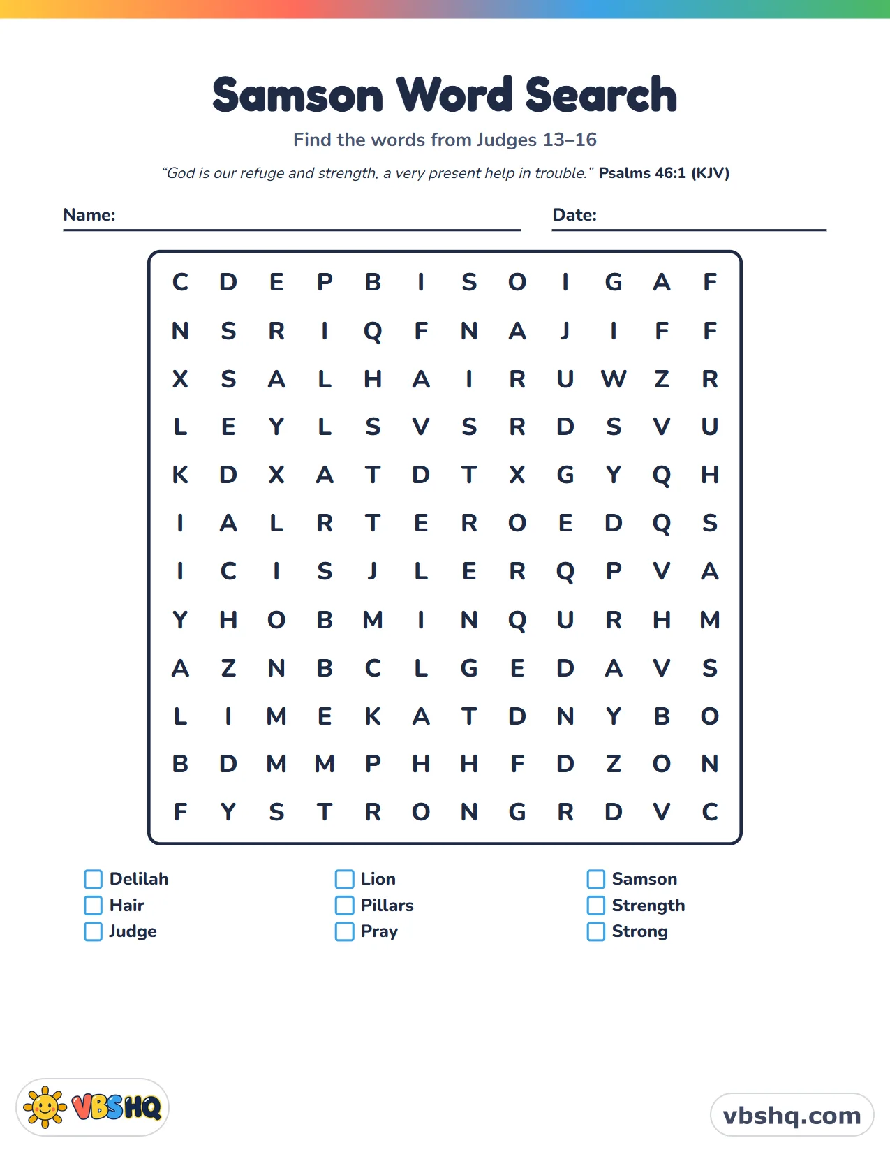 Samson Word Search