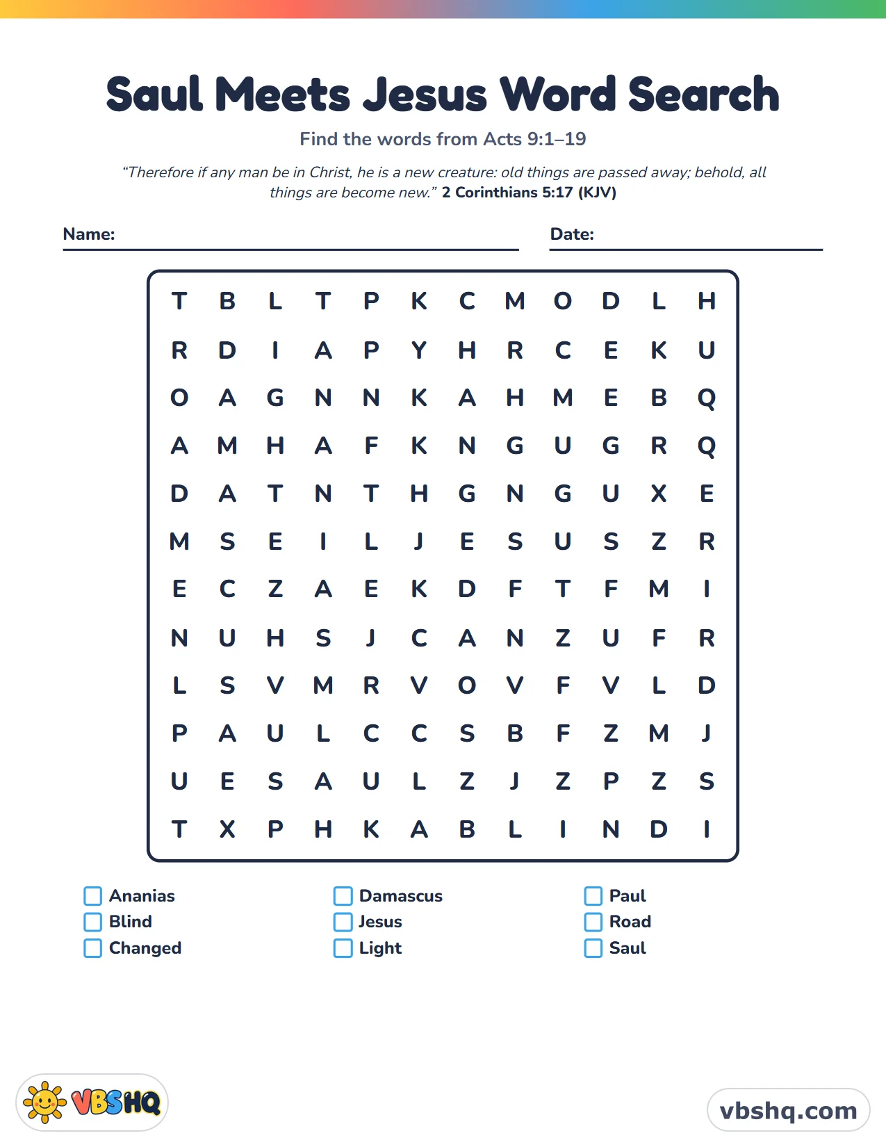 Saul Meets Jesus Word Search