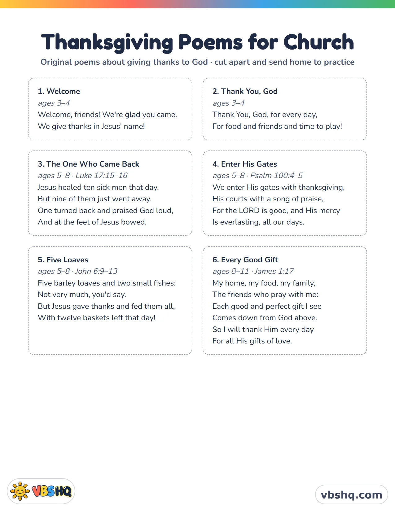 Thanksgiving Poems for Church: 7 Short Poems + a THANKS Acrostic