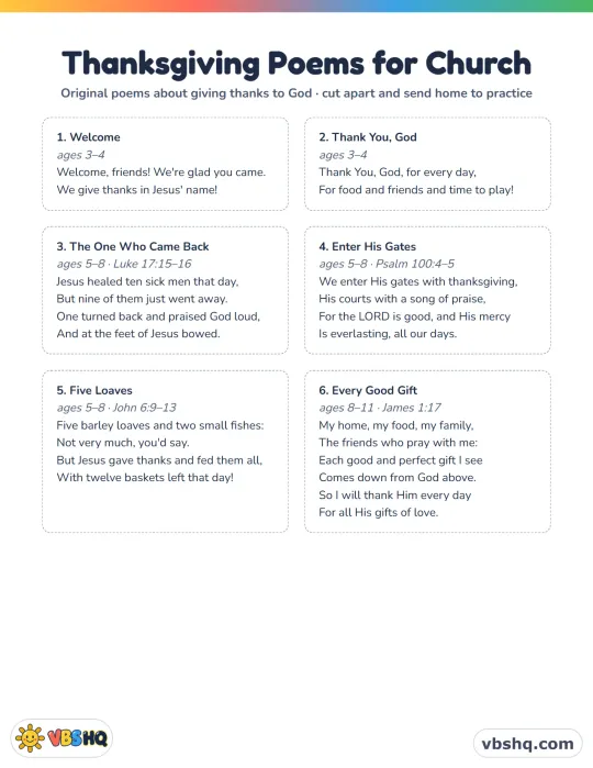 Thanksgiving Poems for Church: 7 Short Poems + a THANKS Acrostic