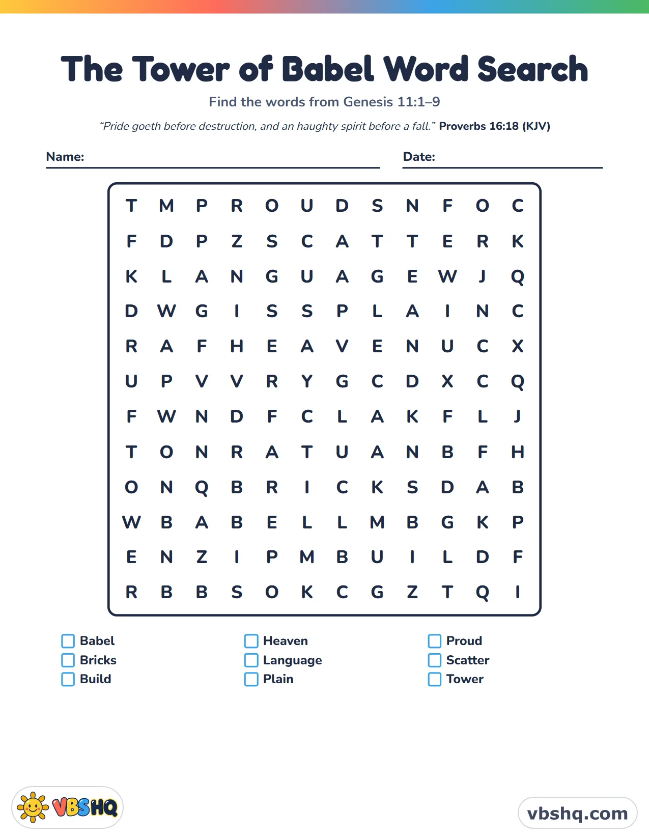 The Tower of Babel Word Search